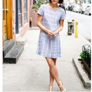LOU & GREY Shirt Dress Striped Linen Drop Waist XS